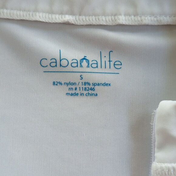 Cabana Life Womens Top sz S White Blue Embroidered convertible ruched rashguard - Picture 5 of 13